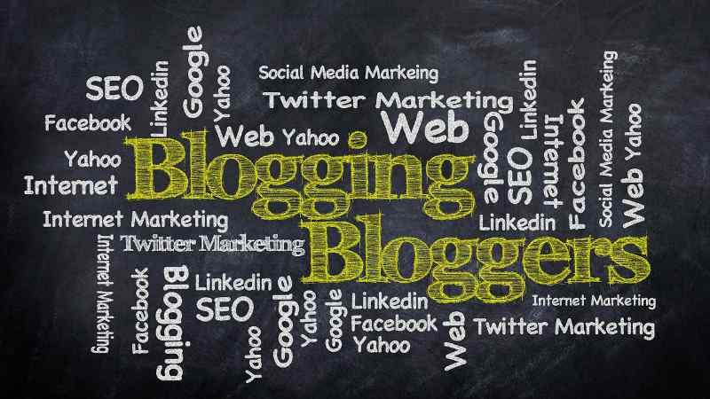 Word cloud about blogging and bloggers